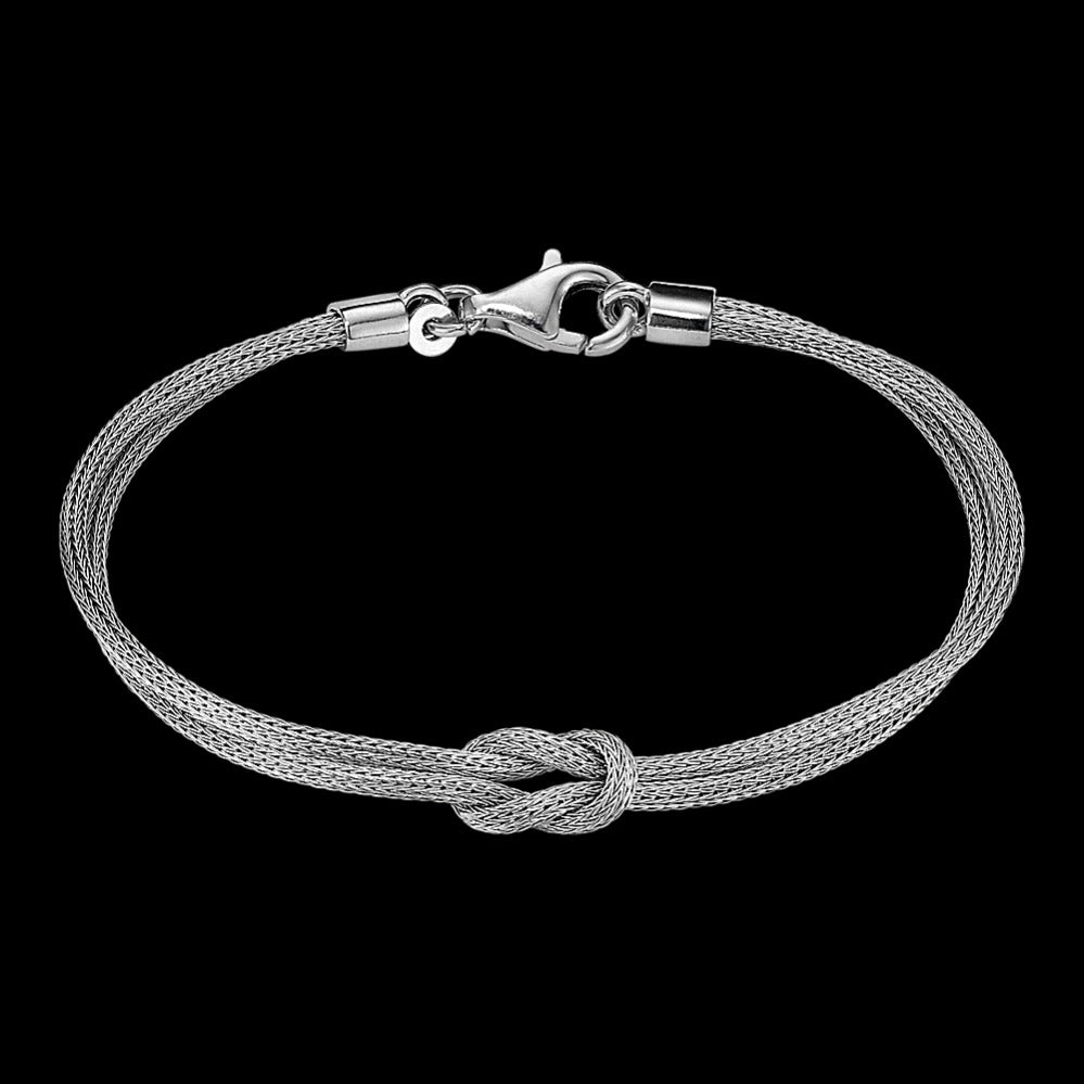 Braided Knot Silver Multi Strand Bracelet