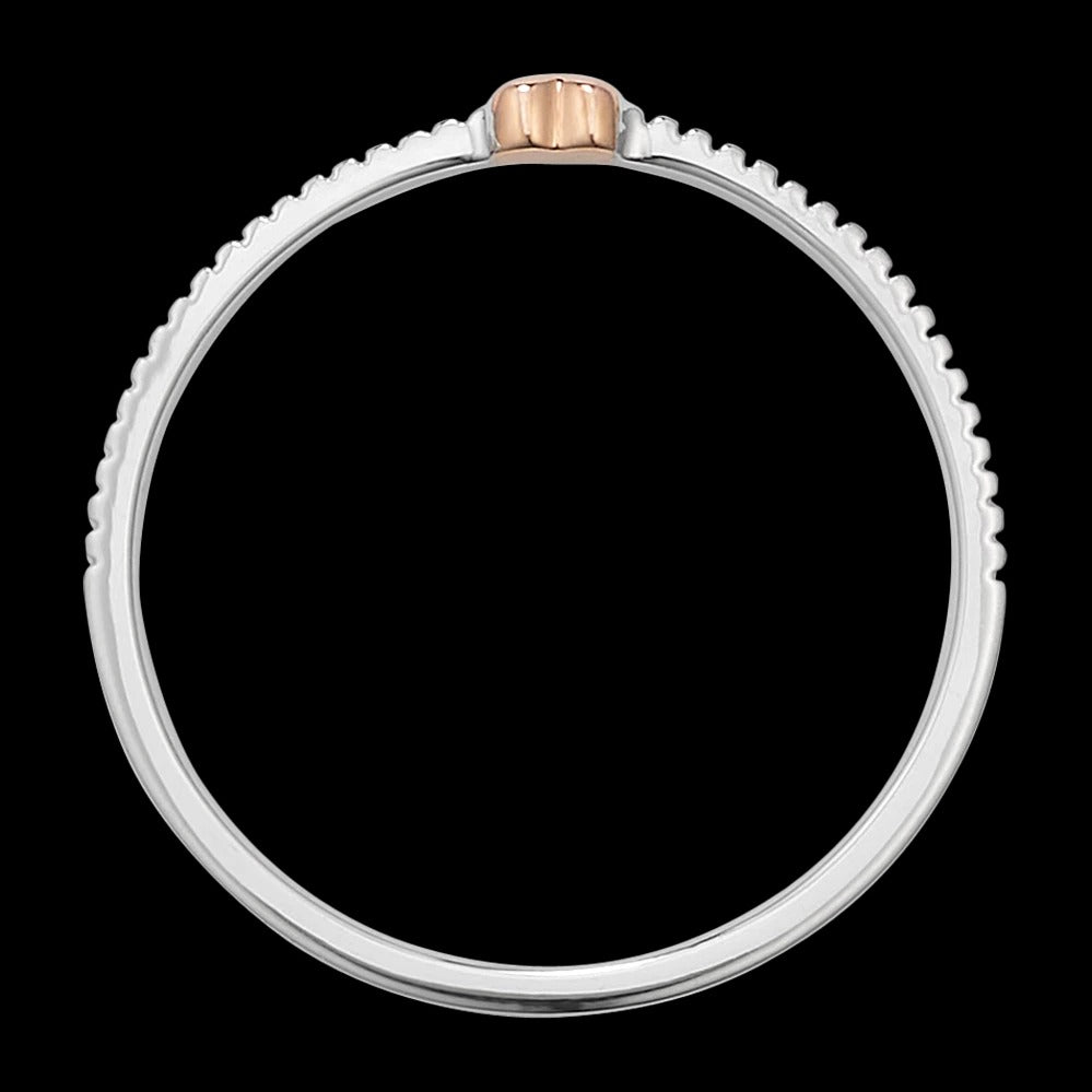 Contrast Color Striped Heart Thin Band Ring