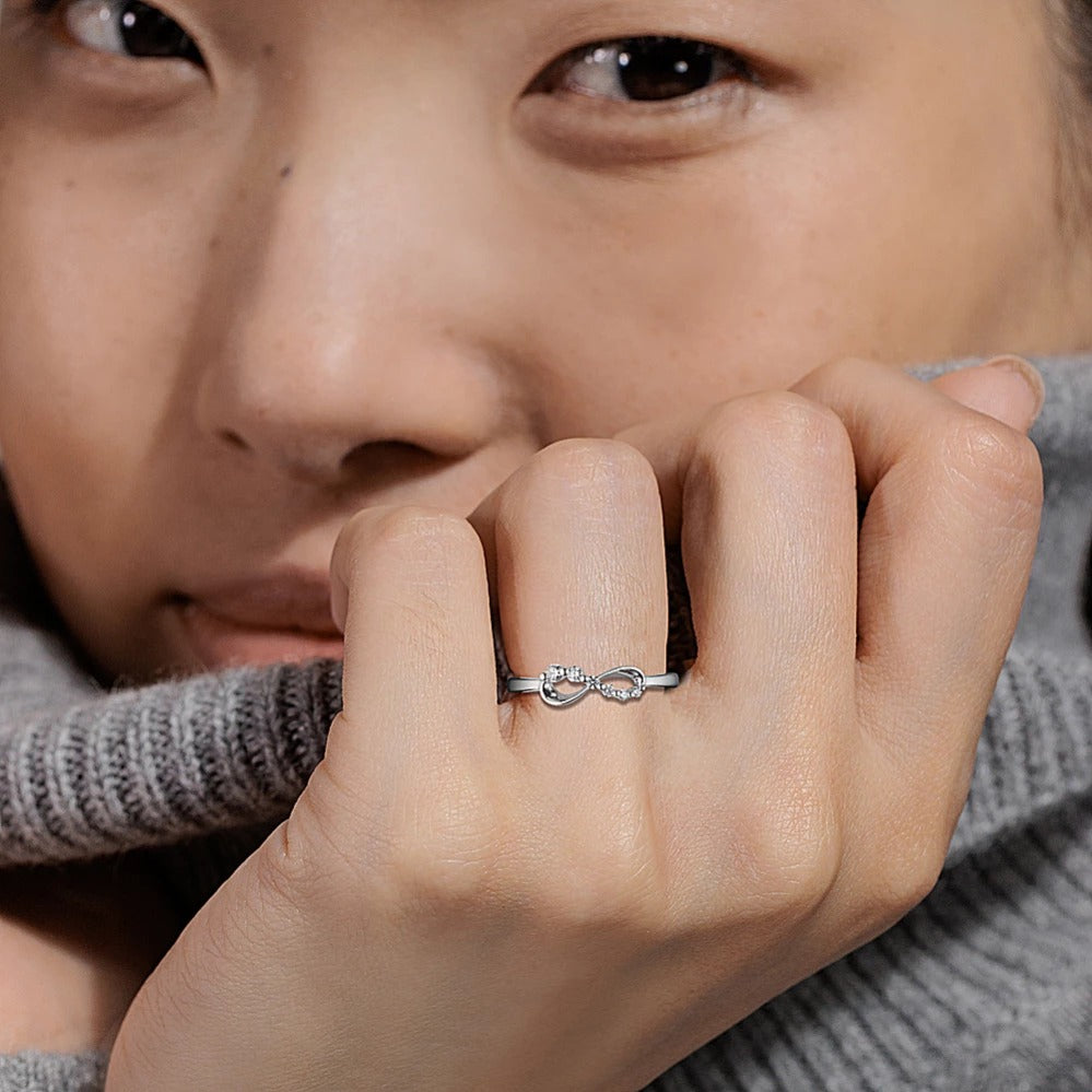 Infinity Symbol Pavé Silver Ring