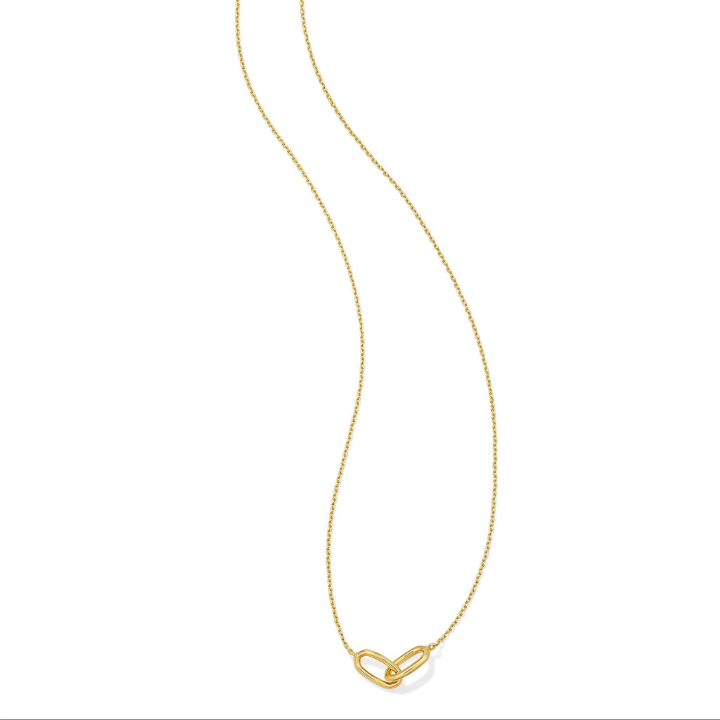Interlocking Double Ring Geometric Gold Clavicle Necklace