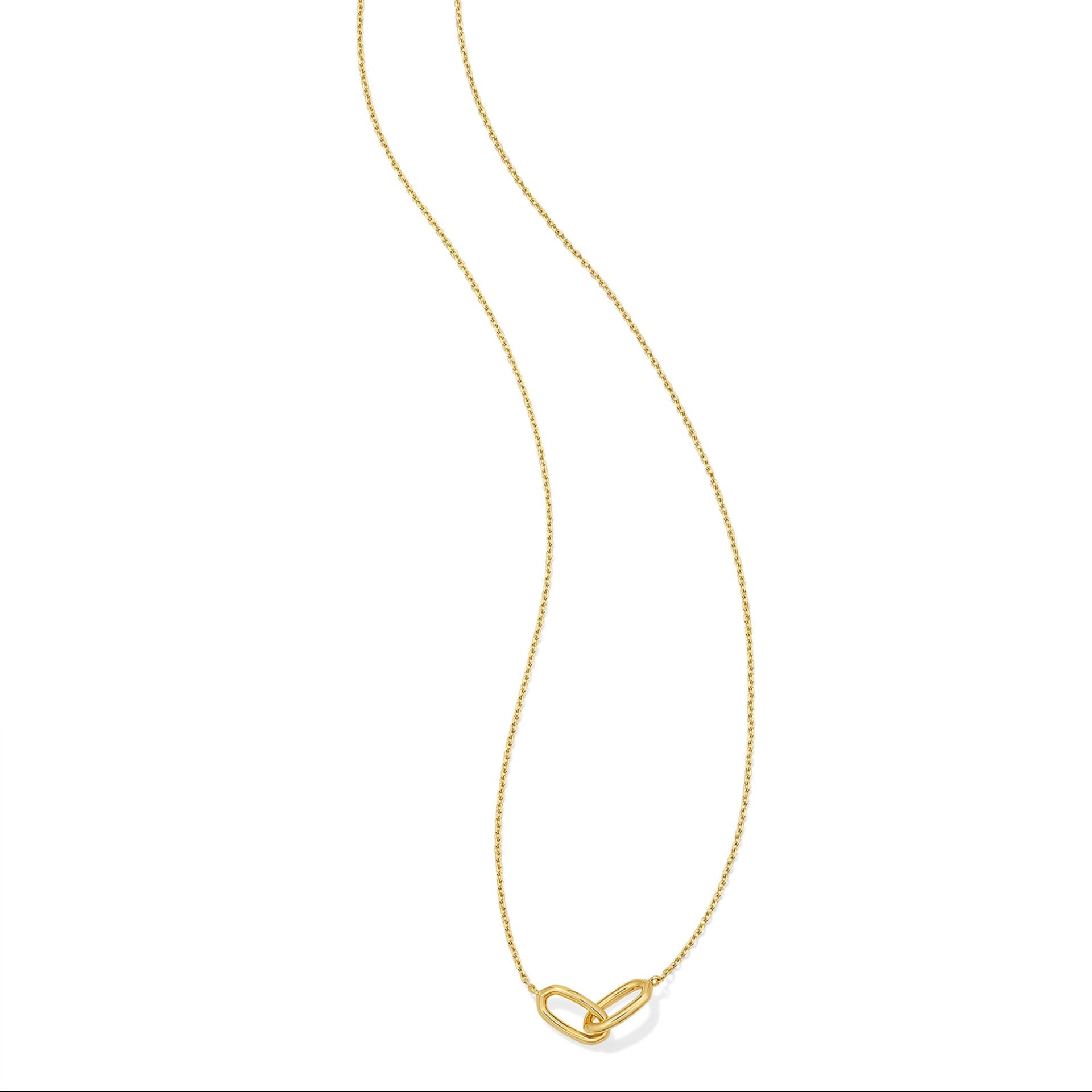 Interlocking Double Ring Geometric Gold Clavicle Necklace