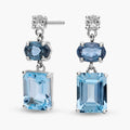 Layered Ombré Blue Stone Dangle Stud Earrings