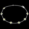 Olive Green Stone Bezel Set Silver Bracelet