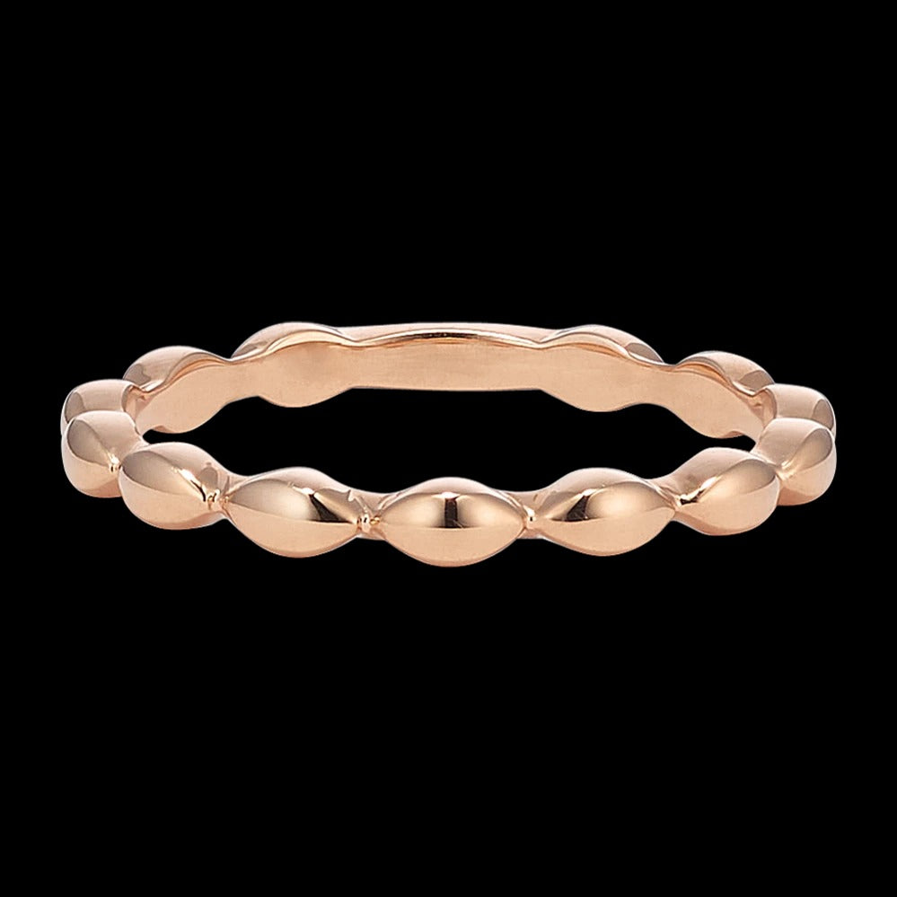 Rose Gold Textured Bead Surface Band Ring