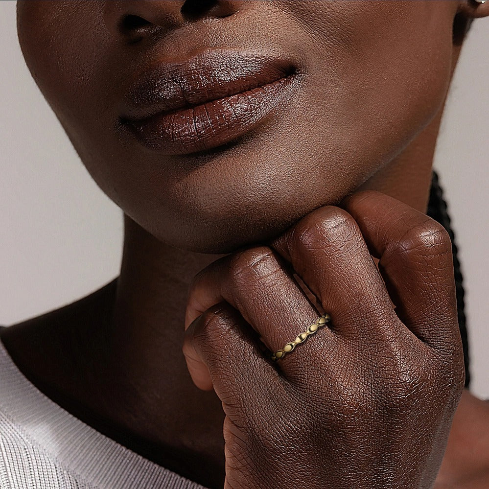 Rose Gold Textured Bead Surface Band Ring