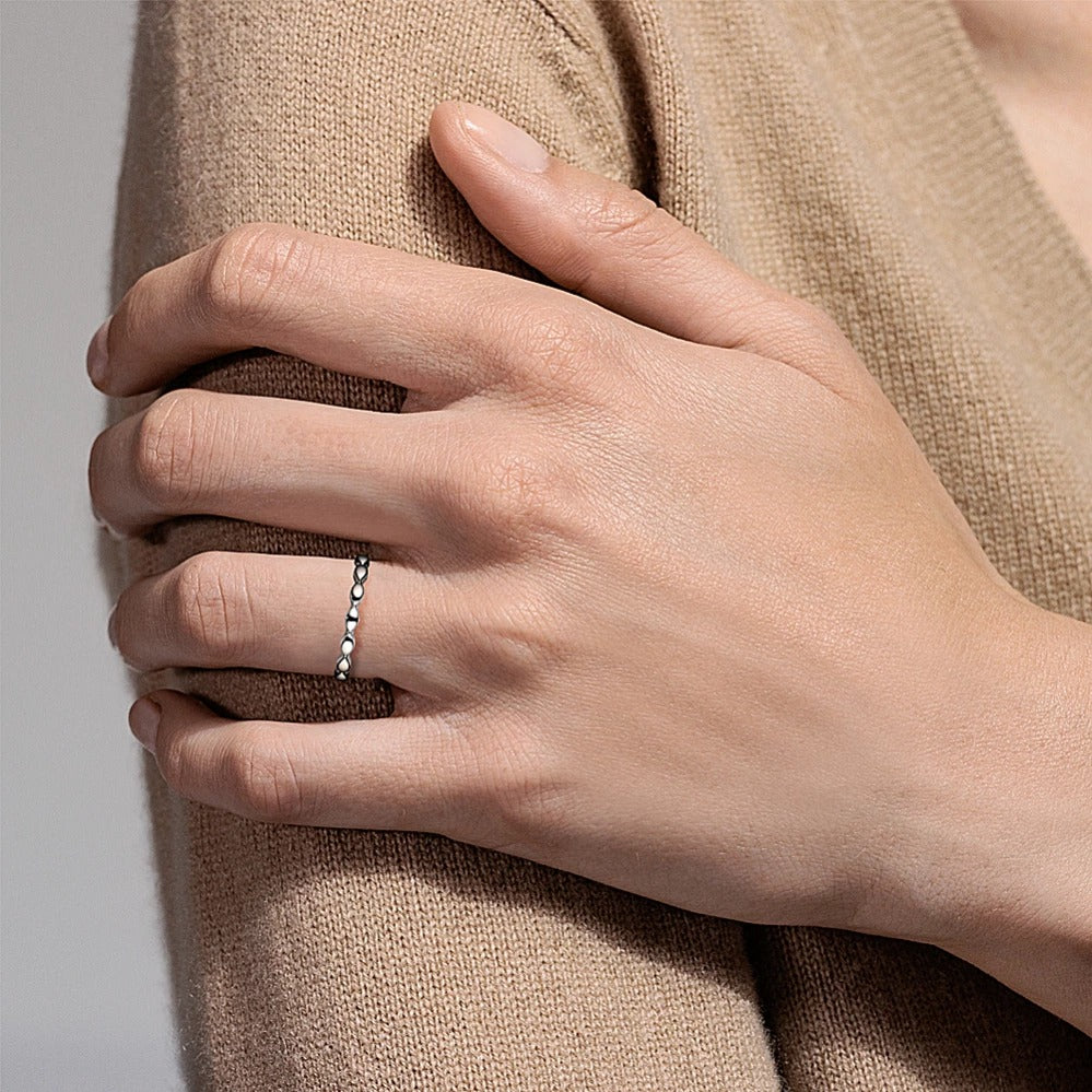 Rose Gold Textured Bead Surface Band Ring
