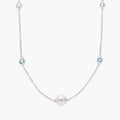 Sapphire Accented Pearl Delicate Necklace