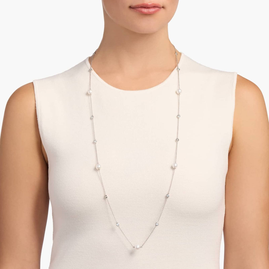 Sapphire Accented Pearl Delicate Necklace