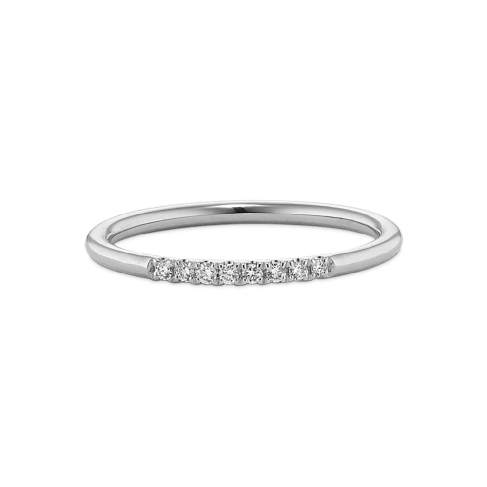 Sterling Silver Band Ring With Fine Diamond Setting