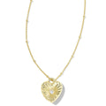 Textured Heart Gold Necklace With Diamond Accents