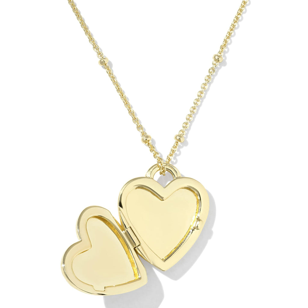 Textured Heart Gold Necklace With Diamond Accents