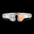 Two Tone Open Ring with Double Hearts